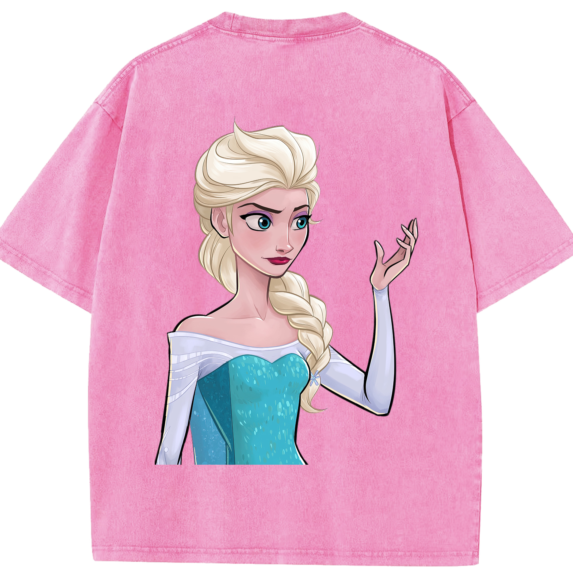 （画像用） アナと雪の女王 アンナ エルサ Frozen Anna Elsa 綿100% ヴィンテージ風 半袖Tシャツ（背面プリント）